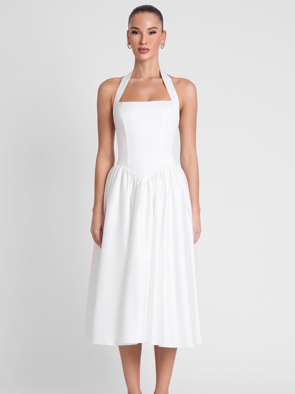 LEAU brand white Hart Halter Corset Midi Dress NWT in a size XS